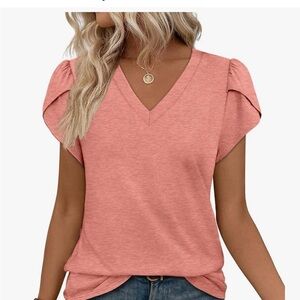 Women's Pink V-Neck Top